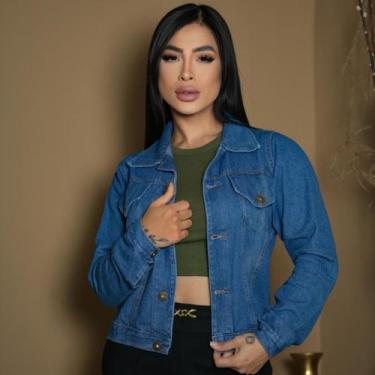 Imagem de Jaqueta Jeans Feminina Tradicional Clássica Estilo Casual - SELLER PRE