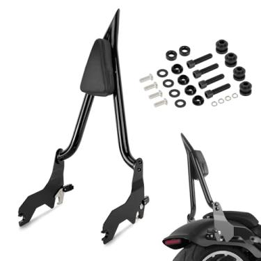 Imagem de PSLER Conjunto de encosto traseiro para passageiro de 61 cm - Fat Bob Sissy Bar, estrutura de aço com enchimento de alta densidade, adequado para Softail Fat Bob 114 FXFB FXFBS 2018-2025, preto