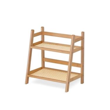 Imagem de Organizador de estação de café de 2 camadas e suporte de caneca de bambu – suporte de acessórios para bar de chá e café, prateleira de exibição matcha com suporte de armazenamento de condimentos