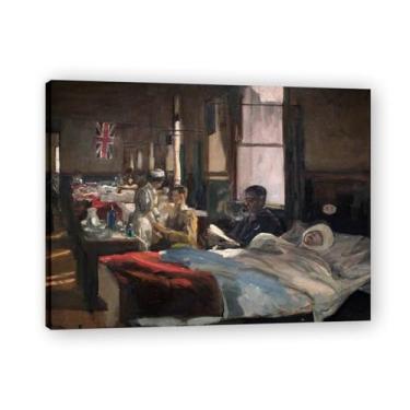 Imagem de The First Casualty John Lavery Classic Realist Portrait & War Scene Canvas Art – Decoração de parede de arte irlandesa para casa emoldurada 39,98 x 52,1 cm