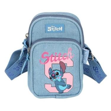 Imagem de Bolsa Bag Transversal Stitch Disney Efeito Jeans Cor Azul - Luxcel