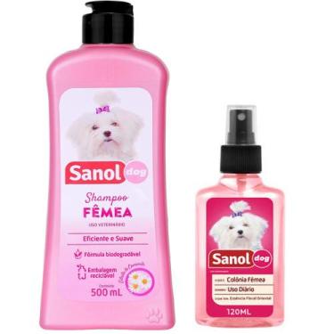 Imagem de Kit Fêmea Sanol Shampoo Extrato de Camomila e Perfume Fêmea Sanol Dog