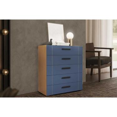Imagem de Cômoda De Quarto Lisboa C- 5 Gavetas Freijo-azul - Politorno