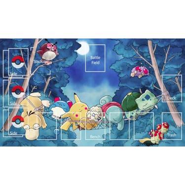 Imagem de MTG Decks & More Premium Collection Playmat Compatible with Pokemon TCG - Bulbasaur, Pikachu, Squirtle