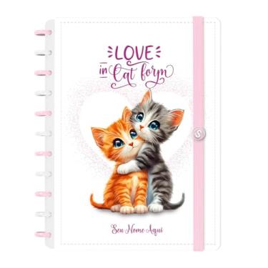 Imagem de Caderno de Disco Inteligente Personalizado Iscool G Cats Love Branco