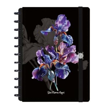 Imagem de Caderno de Disco Inteligente Personalizado Iscool G Floriografia Íris Preto