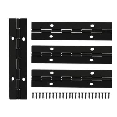 Imagem de Dobradiças contínuas e de piano, dobradiças dobráveis contínuas de aço inoxidável preto 304 para portas, armários, janelas, inclui parafusos (pacote com 4 pol.)