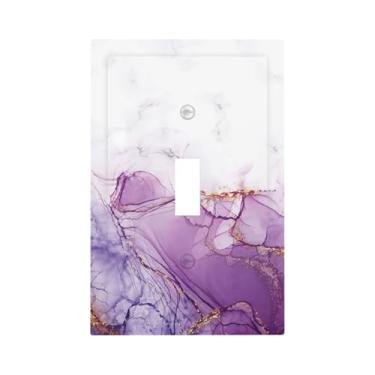 Imagem de Mármore Ametista Violeta Roxa 1 Gang Sem Dispositivo Tomada Placa de Parede Luz em Branco Interruptor Placa Elétrica Decorativa Decoração de Quarto