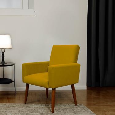 Imagem de Poltrona Decorativa Para Sala E Quarto Nina Suede Herrero Cor:amarelo