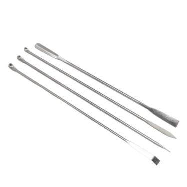 Imagem de Jiawu Conjunto de espátulas de laboratório de aço inoxidável, 4 peças, colher de laboratório de aço inoxidável 304 com design de ponta dupla e cabo longo, para enchimento