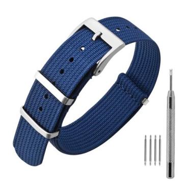 Imagem de Pulseira de relógio ANNEFIT Nylon 16 mm impermeável com fivela pratead