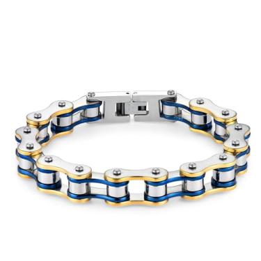 Imagem de LAFATINA Pulseira masculina de corrente de bicicleta para dia dos pais, aço inoxidável, pulseira de corrente de bicicleta masculina, Aço inoxidável, Sem Pedra Preciosa