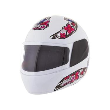 Imagem de Capacete Feminino Branco Tamanho 56 ProTork Viseira Cristal Casco Em A