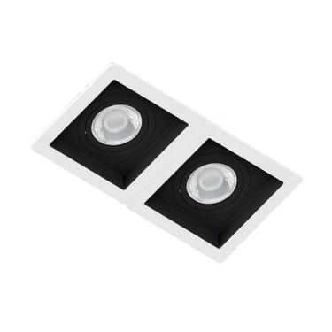 Imagem de Spot Duplo Embutir Quadrado Recuado Branco Fundo Preto Dicróica Gu10 M