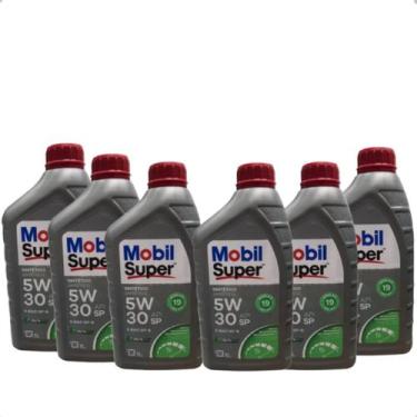 Imagem de Kit 6 Óleos Motor Mobil Super 5w30 Sintético Lubrificante D1 API 1 Lit