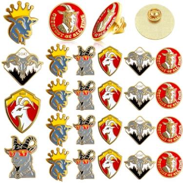 Imagem de 50 broches de lapela de troféu de campeonato de cabra, o melhor de todos os tempos, broche de prêmio MVP a granel G.O.A.T Champion para presentes de prêmio esportivo de equipe de beisebol do torneio