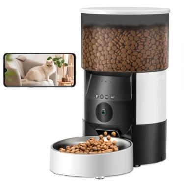 Imagem de Ducksky Alimentadores automáticos para gatos com câmera de vídeo - 2,4 G WiFi distribuidor de comida seca para gatos com controle de aplicativo, alimentador automático de animais de estimação 4L para