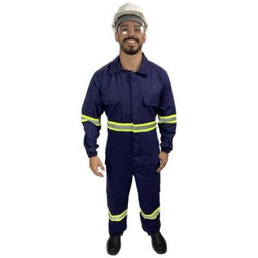Imagem de Macacão REFORÇADA de Brim Pesado com Faixa Refletivo Uniforme Profissi