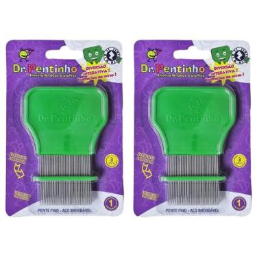 Imagem de Kit 2 Dr Pentinho Pente Piolho Lêndea Limpador Verde Ou Rosa - UZY, VE