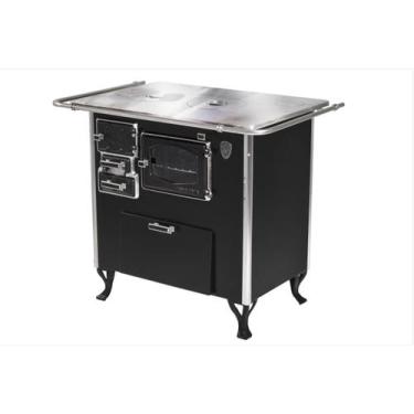 Imagem de Fogão A Lenha Nº 2 Esquerdo Preto Chapa Alumínio Fornos Pinhal