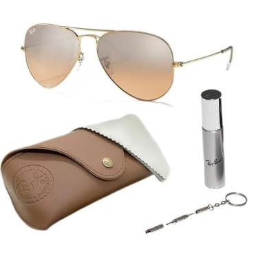 Imagem de Ray-Ban RB3025 Óculos de sol clássico gradiente em forma de aviador com kit de óculos - almofadas de nariz ajustáveis - Óculos de sol retrô formais e casuais ideais, Ouro (001/3e | 58 mm), 58 mm