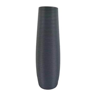 Imagem de Baoblaze Vaso alto decorativo rústico moderno para decoração de casa, vaso de flores para sala de estar de fazenda, canto, quarto de hotel, Cinza