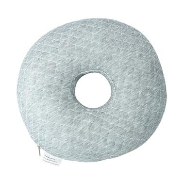 Imagem de Bothyi Travesseiro de dormir lateral em formato de O, 12" Protetor auricular confortável para uso com fones de ouvido, brincos e relaxamento, Grade Cinza