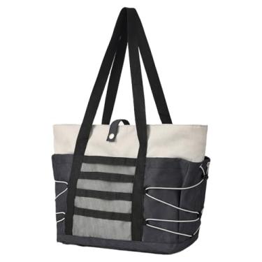 Imagem de Dongawin Bolsa de praia dobrável para mulheres – Bolsa de viagem à prova d'água com manga para carrinho, bolsa de ginástica, bolsa de compras esportiva., Preto portátil, Large, Moda casual