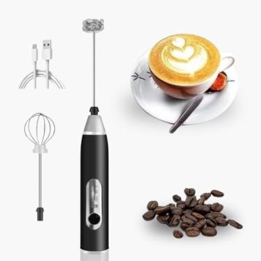 Imagem de Espumador de Leite Elétrico Recarregável USB Portátil – Mixer de Bebidas com 2 Hélices Inox e 3 Velocidades para Café, Cappuccino, Chocolate Quente e Shakes TDEVC