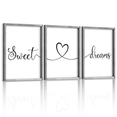 Imagem de Decoração de parede Ronasip Sweet Dreams, conjunto de 3 para quarto, c