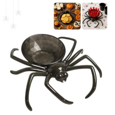 Imagem de Petisqueira aranha halloween 24cm ideal para servir doces guloseimas salgadinhos e petiscos peça decorativa criativa resistente em plástico perfeita para festas temáticas de halloween