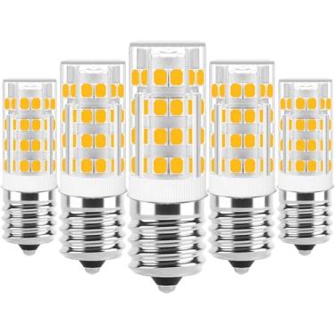 Imagem de (Pacote com 5) Lâmpada LED E17 regulável, base intermediária E17, equivalente incandescente T7 4W 40W, branco quente 3000K, adequada para aparelhos de fogão, exaustor, geladeira, micro-ondas sobre