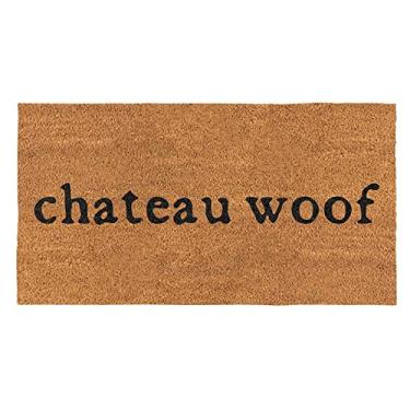 Imagem de Santa Barbara Design Studio Tapete de porta de fibra natural grande para ambientes externos Welcome Mats 30" x 16", Chateau Woof