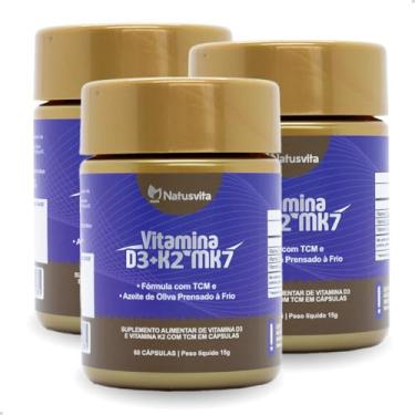 Imagem de Kit 3 und 180 cáps Vitamina D3 2.000 + K2 MK7 com TCM e Óleo de Oliva Prensado a Frio