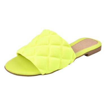 Imagem de Chinelo Feminino Confortavel Slide Neon Casual Verao Bordado -  Calce 