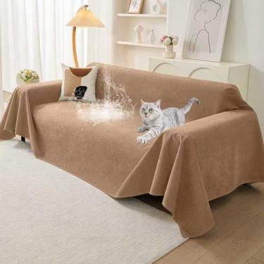 Imagem de Warmstar Protetor de sofá de garras de gato, capa de sofá à prova d'água, antiderrapante, capa de sofá com 3 almofadas lavável, antiarranhões para animais de estimação, resistente, 235 x 334 cm
