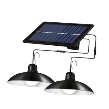 Imagem de Generic Luzes pendentes solares, lâmpada dupla, regulável, com energia solar, luzes suspensas para galinheiro, acampamento, casa, estufa ao ar livre, Branco
