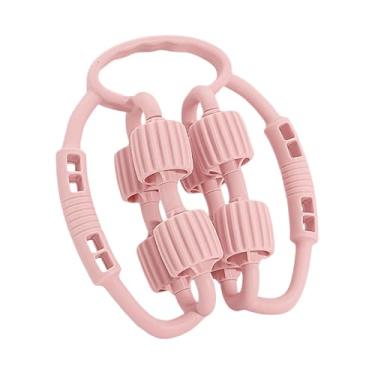 Imagem de Kokiya Rolo de massagem para pernas, portátil, multifuncional, manual, prático, rolo para coxas com 8 rodas para exercícios em academias e ambientes internos, Rosa