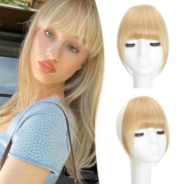 Imagem de Seimainurs Prendedor em franja 100% extensões de cabelo humano real franja fina clipe em franja de ar para mulheres (loiro, clipe em franja francesa)