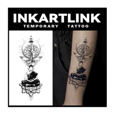 Imagem de INKARTLINK Tattoo Tech, tatuagem semipermanente grande de 2 folhas, tatuagens temporárias, duram de 1 a 2 semanas, à prova d'água, visual realista, sem adesivo, sem reflexo (religião)312