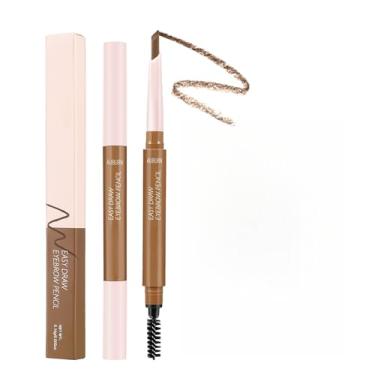 Imagem de MAEPEOR Lápis de sobrancelha 6 cores definem a forma e preenchem as sobrancelhas com pincel, lápis de sobrancelha de longa duração para um visual diário natural texturizado macio (02 castanho)