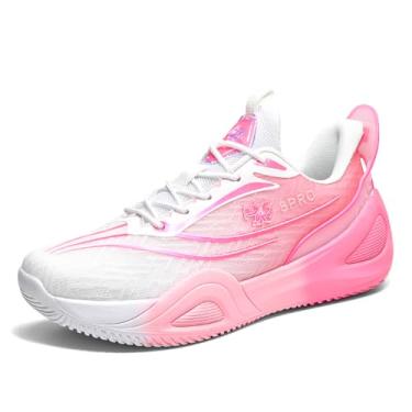 Imagem de Bolognifi Tênis de treino antiderrapantes e resistentes ao desgaste para corrida basquete masculino Equipamento de basquetebol(Pink,34 BR)