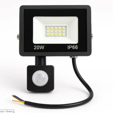 Imagem de Holofote Refletor Led 20W - IP66 - 220V - Branco Frio - com Sensor de Presença
