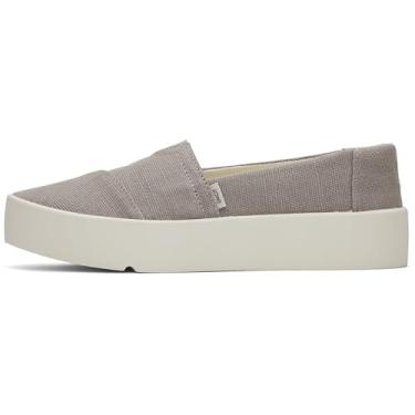 Imagem de TOMS Tênis feminino plataforma de lona Verona Heritage Casual - Preto, Cinza claro, 39
