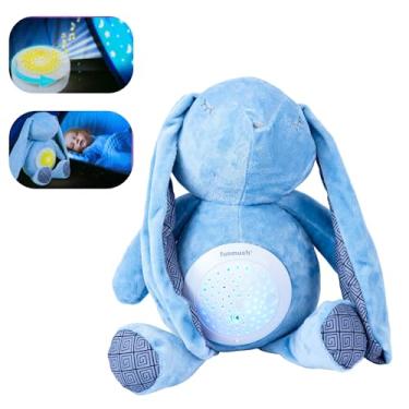 Imagem de Coelhinho Musical com Projetor de Luz, 28 cm, Pelúcia Macia, Sons Relaxantes para Bebês, Azul