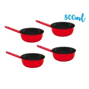 Imagem de Kit 4 Panela Papeiro Esmaltada Ágata 14 800Ml Metallouça