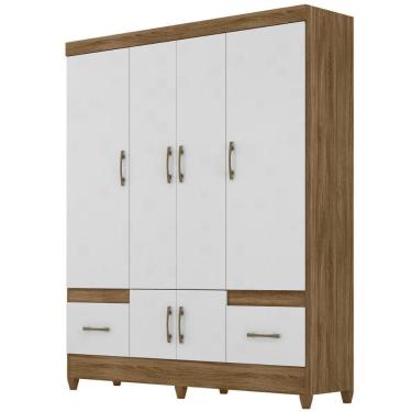 Imagem de Guarda Roupa Casal Ms912 6p 165 Cm Naturale Branco Moval