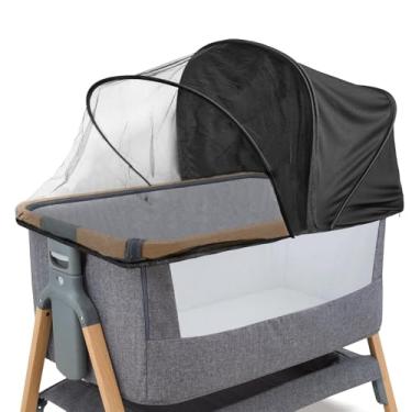 Imagem de ZFLYCANP Rede mosquiteira para berço com zíper, suporte de rolamento de alta carga, favo de mel denso e respirável, rede mosquiteira para berços de cabeceira (A)