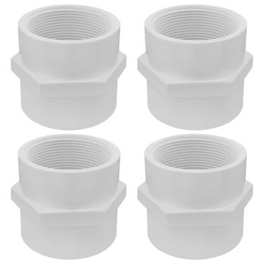 Imagem de Oedema 4 peças de encaixes de tubulação de PVC de 5 cm soquete deslizante e conexão de tubo fêmea NPT para uso doméstico ou industrial, branco