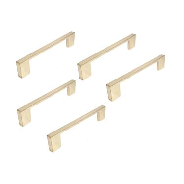 Imagem de Kit 5 Puxador Dourado Il 950 Metal 128Mm Com Parafusos